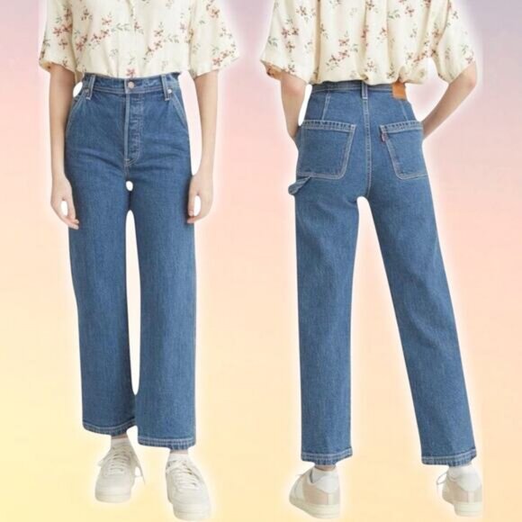 LEVI'S Premium Ribcage Straight Ankle Utility Jean Sz 24 Blue - Picture 1 of 11